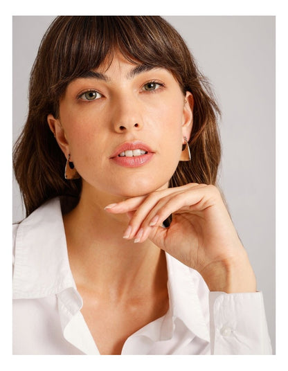 Elongated Triangle Hoop Earrings in Silver