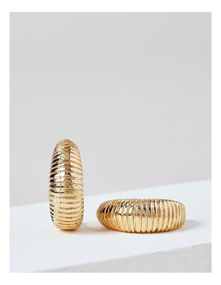 Textured Half Hoop Earrings in Gold