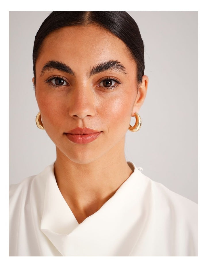 Textured Half Hoop Earrings in Gold