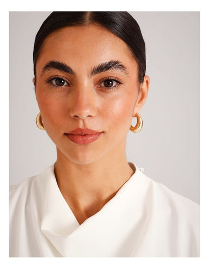 Textured Half Hoop Earrings in Gold