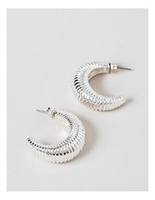 Textured Half Hoop Earrings in Silver