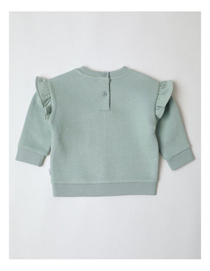 Flower Animal Applique Sweat Top in Sage