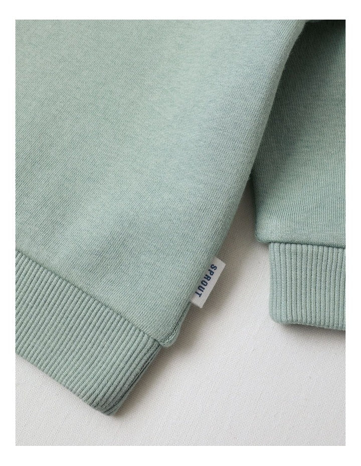 Flower Animal Applique Sweat Top in Sage