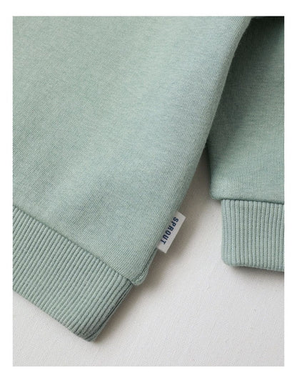Flower Animal Applique Sweat Top in Sage