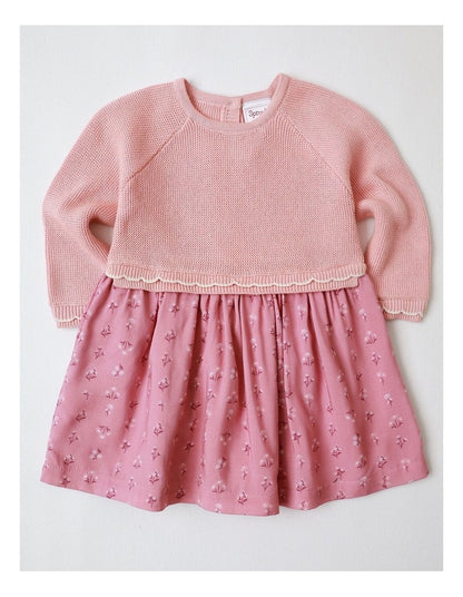 Frill Knit Dress in Blush