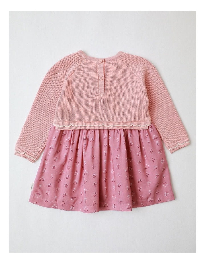 Frill Knit Dress in Blush