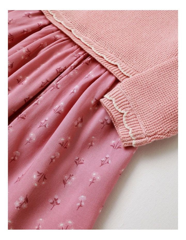 Frill Knit Dress in Blush