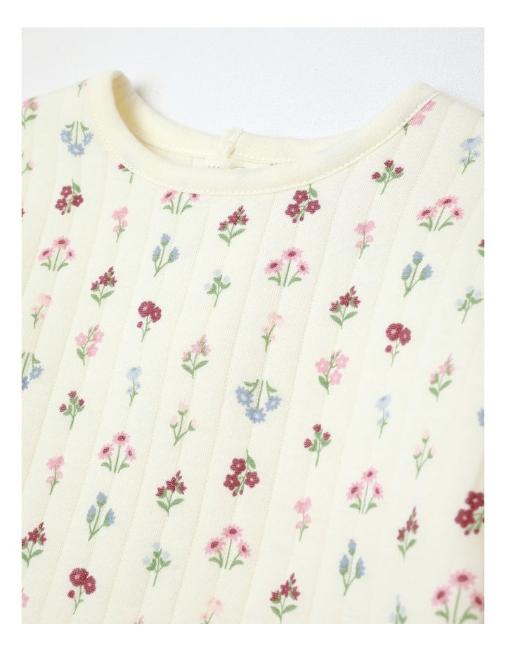 Floral Quilted Sweat Top in Bone