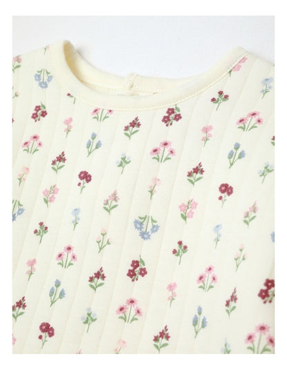 Floral Quilted Sweat Top in Bone