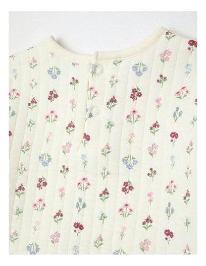 Floral Quilted Sweat Top in Bone
