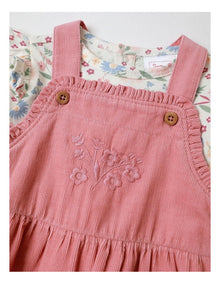 Cord Pinafore with Printed Tee in Blush