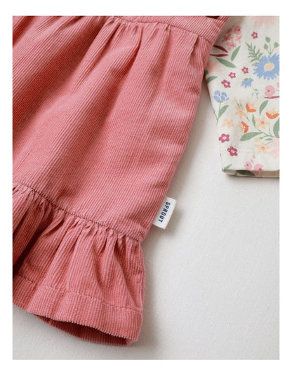 Cord Pinafore with Printed Tee in Blush