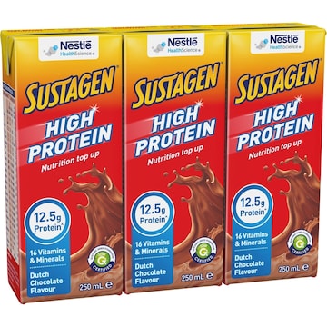 Sustagen High Protein Nutrition Top-Up Dutch Chocolate Ready To Drink 250mL x 3 pack