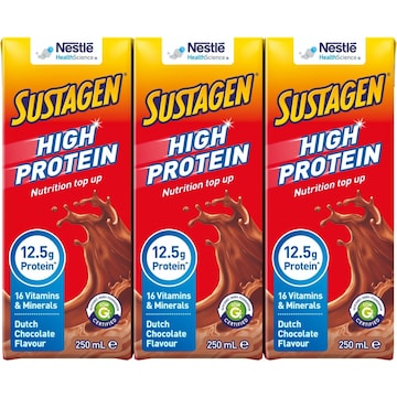 Sustagen High Protein Nutrition Top-Up Dutch Chocolate Ready To Drink 250mL x 3 pack