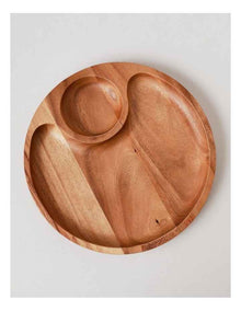 Acacia Round Chip & Dip Platter in Natural