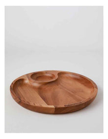 Acacia Round Chip & Dip Platter in Natural