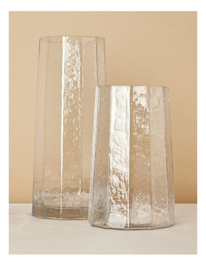 Palmer Hammered Glass Vase 25cm in Clear
