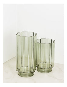 Arbor Ribbed Vase 30cm in Green