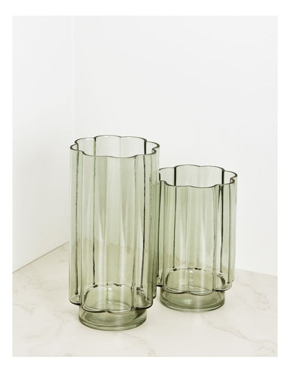 Arbor Ribbed Vase 30cm in Green