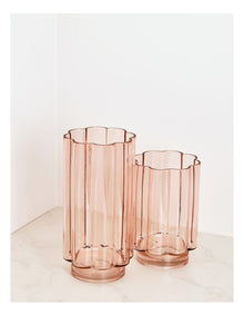 Arbor Ribbed Vase 30cm in Pink