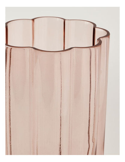 Arbor Ribbed Vase 30cm in Pink