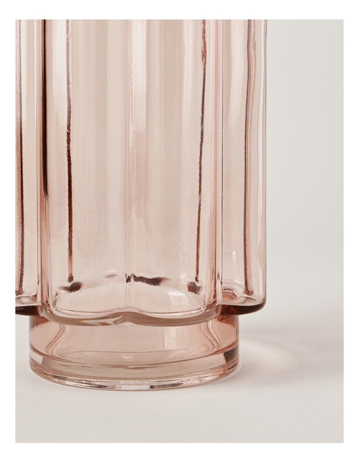 Arbor Ribbed Vase 30cm in Pink