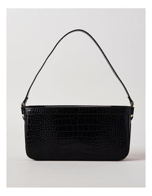 Lacey Croc Shoulder Bag in Black