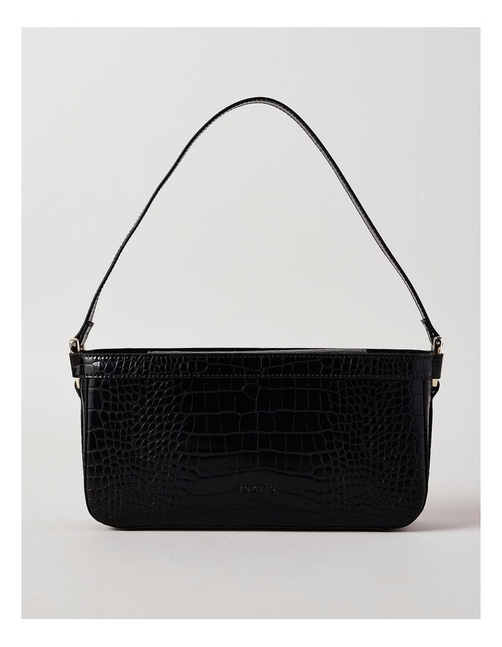 Lacey Croc Shoulder Bag in Black