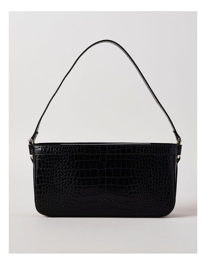 Lacey Croc Shoulder Bag in Black
