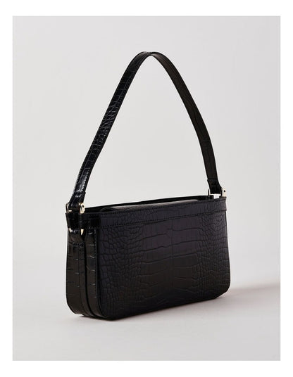 Lacey Croc Shoulder Bag in Black
