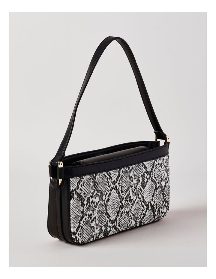 Lacey Snake Shoulder Bag in Black
