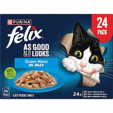 Felix Ocean Menus In Jelly Cat Food Tuna Salmon & Sardine 85g x 24 pack
