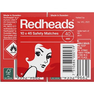 Redheads Shrink Wrapped Matches 45 pack