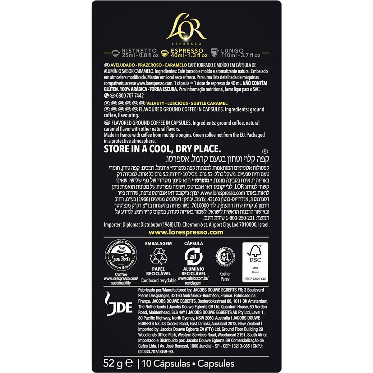 L'OR Espresso Caramel Coffee Pods 10 pack
