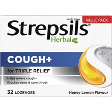 Strepsils Herbal Cough Blocked Nose Sore Throat Lozenges Honey Lemon 32 pack