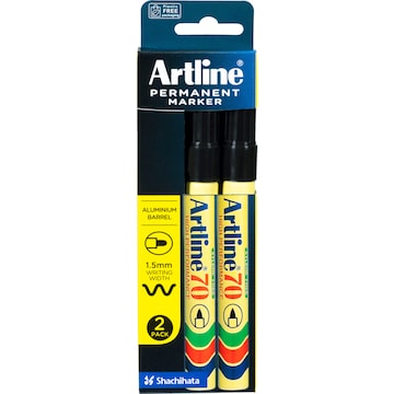 Artline Permanent Marker 70 Black 2 pack