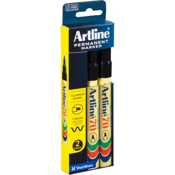 Artline Permanent Marker 70 Black 2 pack