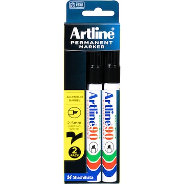 Artline Permanent Marker Black 90mm 2 pack