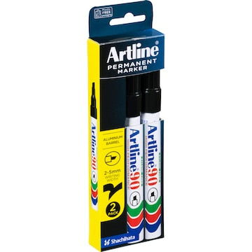 Artline Permanent Marker Black 90mm 2 pack