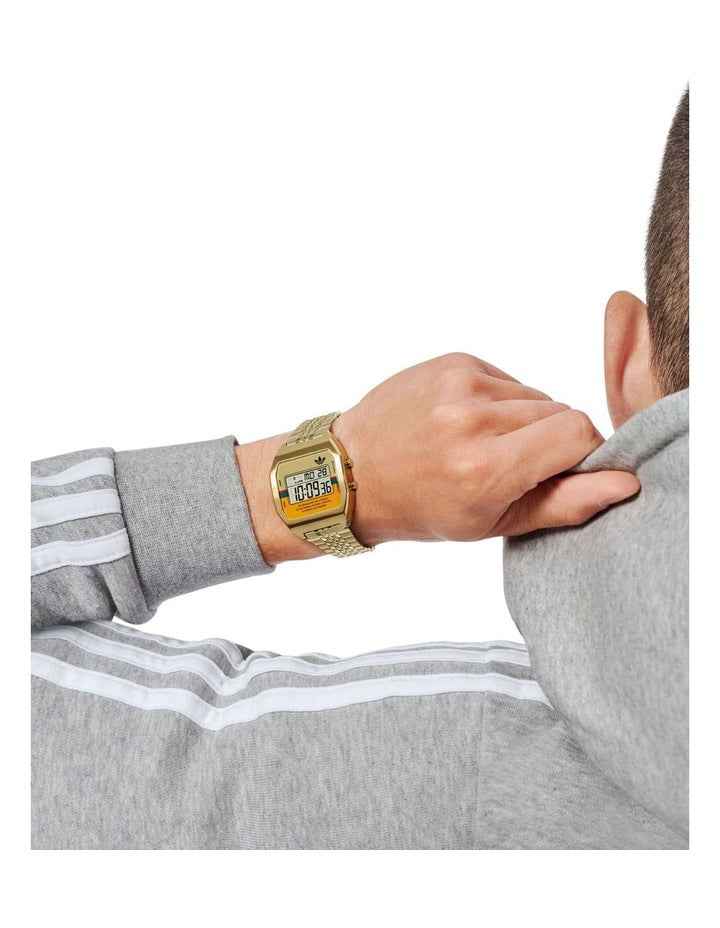 Digital Two Multicolor Mask IP Sst Bracelet in Yellow/Gold