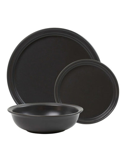 Helm Dinner Set 12 Pieces in Black