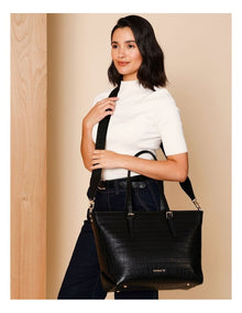 Beirut Croc Tote Bag in Black
