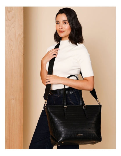 Beirut Croc Tote Bag in Black