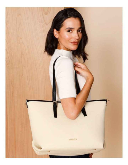 Beirut Tote Bag in Vanilla/Black