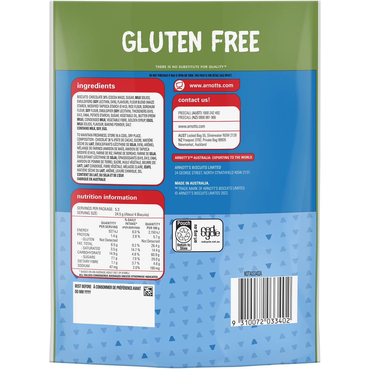 Arnotts Gluten Free teeVee Snacks Original Biscuits 130g