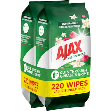 Ajax Antibacterial Disinfectant Wipes Vanilla Berries 110 x 2 pack