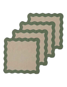 Scalloped Napkin 4 Pack in Green