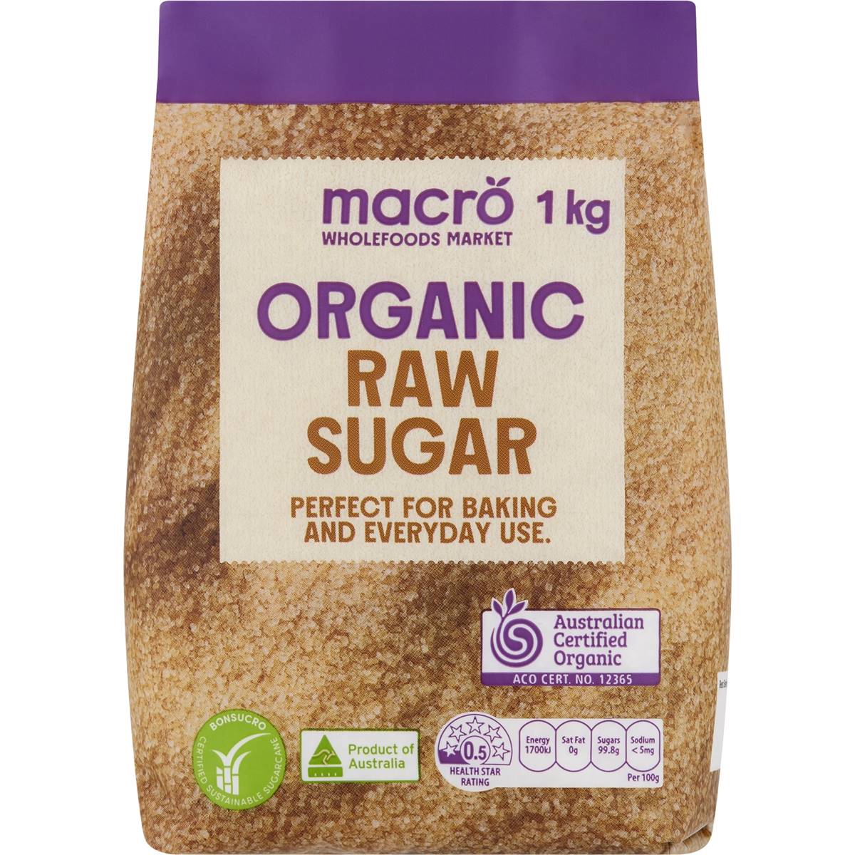 Macro Organic Raw Sugar Organic 1kg