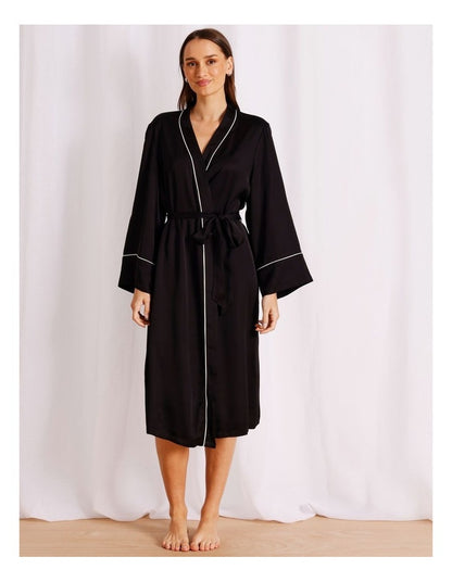 Premium Viscose Satin Robe in Black