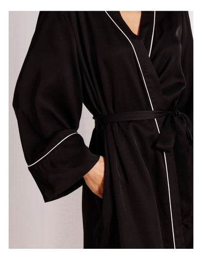 Premium Viscose Satin Robe in Black